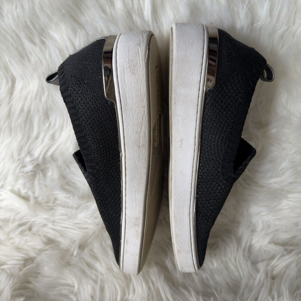 Michael Kors Womens Skyler Slip On Shoes Black Gold Fabric Knit Round Toe 10M - Picture 5 of 10